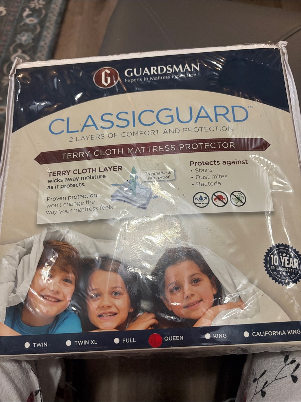 Classic ClassicGuard Terry Cloth Mattress Protector - Navy Blue and White